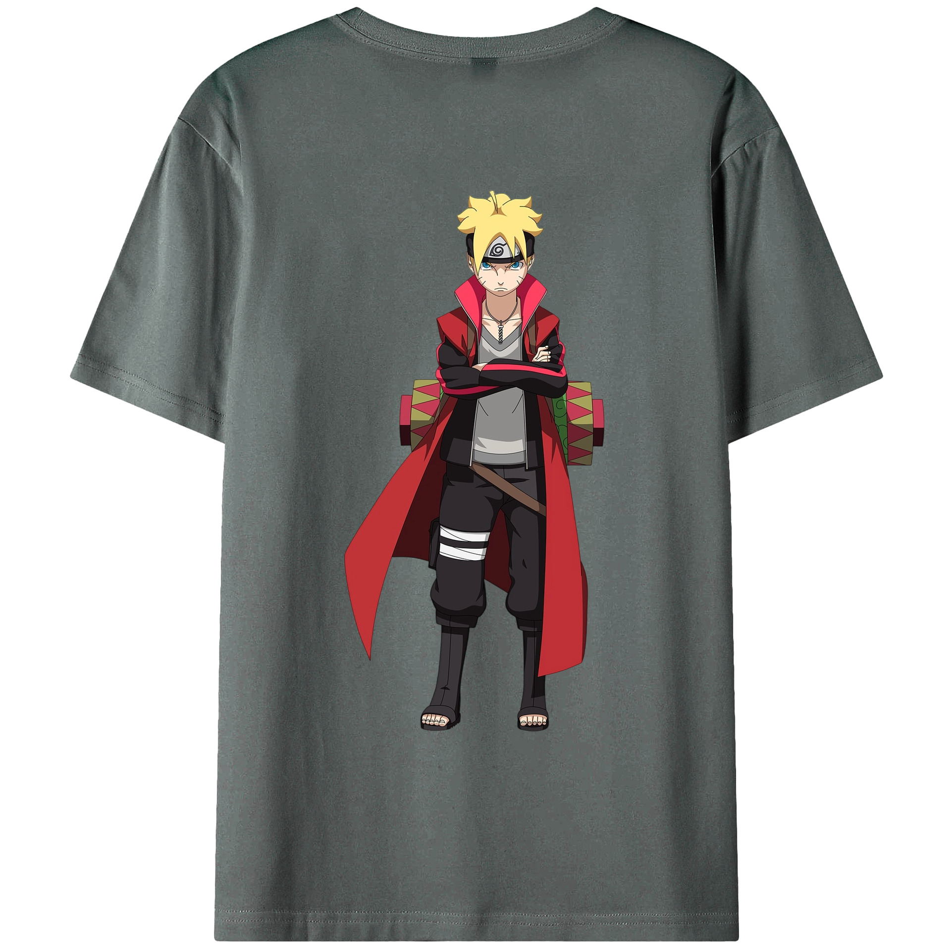 （画像用） NARUTO -ナルト- うずまき ボルト Uzumaki Boruto 綿100％ メンズ半袖Tシャツ（バックプリント） 通気性